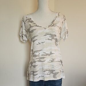 Camouflage V-Neck Women Top